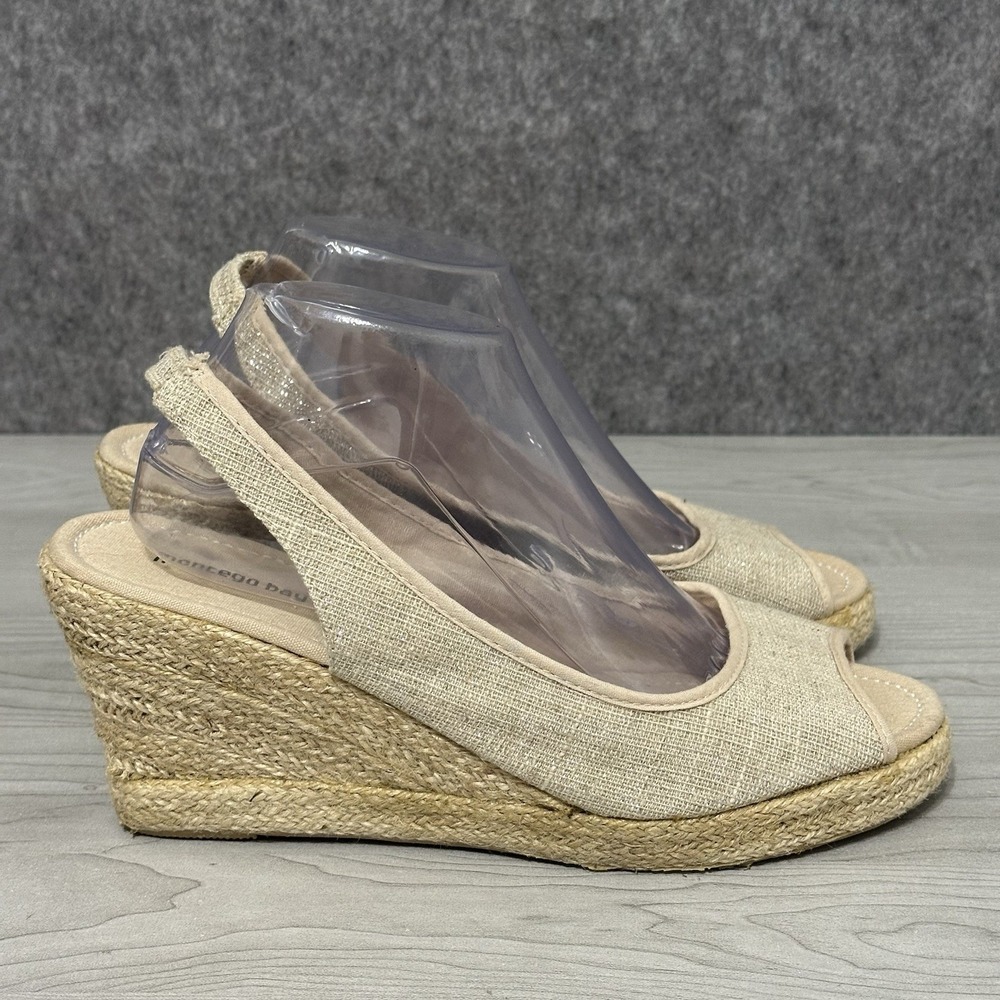 Montego Bay Club Beige Peep Toe Slingback Espadrille Wedge Women's 10 US 42.5